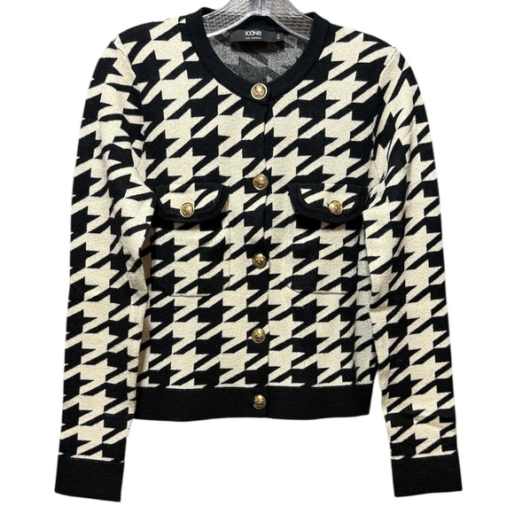 ICON Sweaters - ICON Black and Cream Houndstooth Sweater